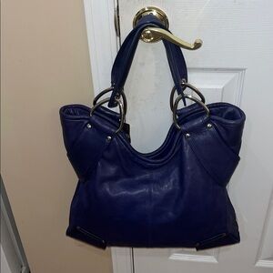 NWT Kooba Kellyn All leather Large Ocean Blue Hobo Handbag.